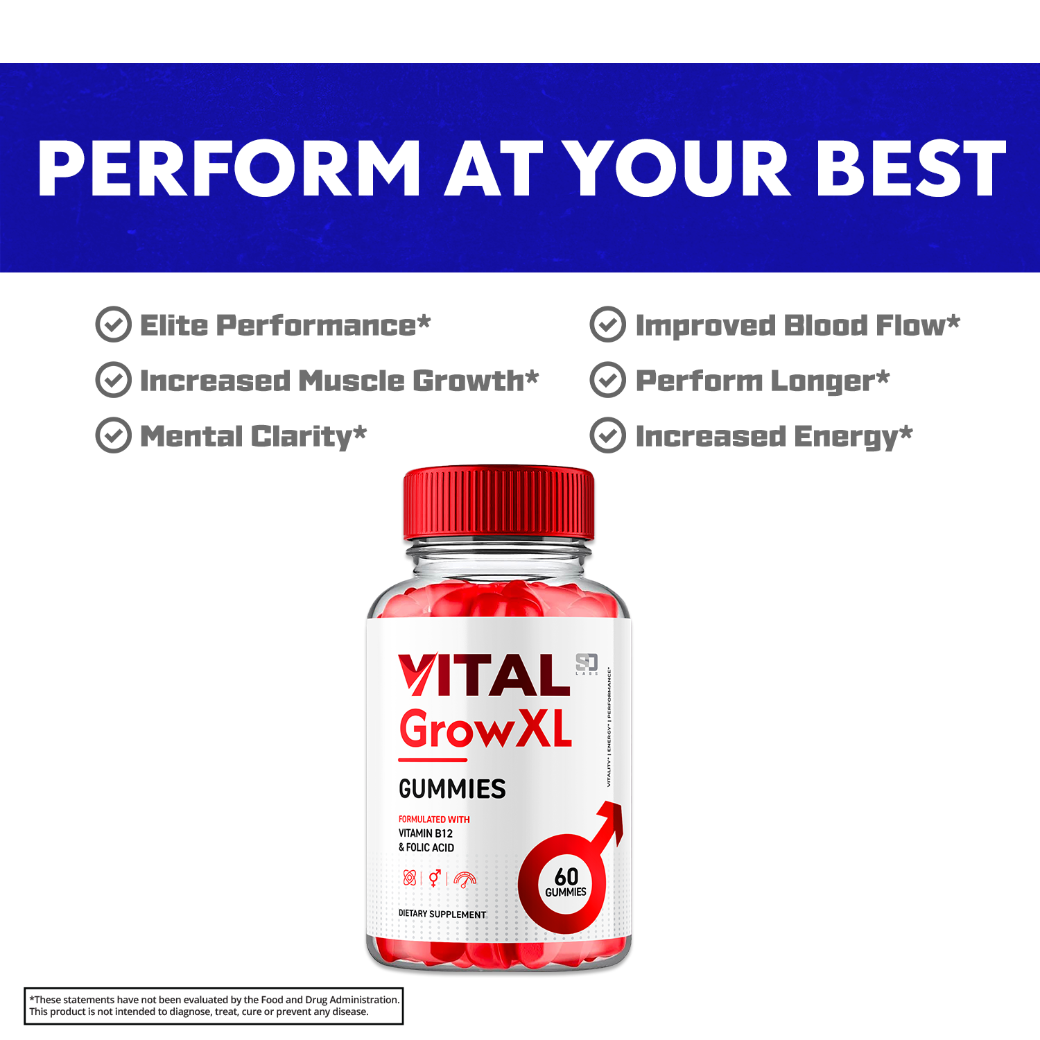 (2 Pack) Vital Grow XL Gummies For Men - Advanced Formula Vitamin Supplement