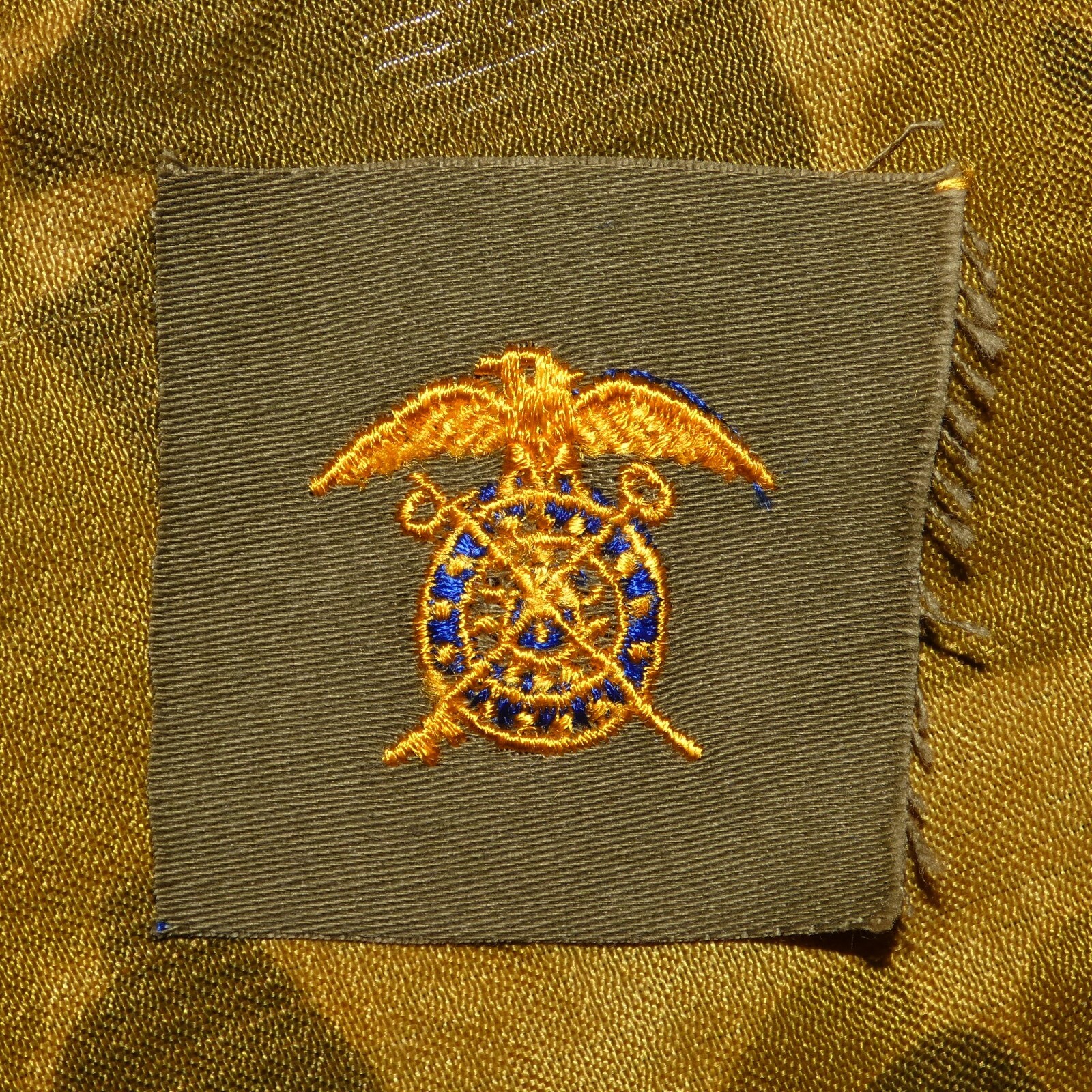WW2 US Army Quartermaster branch Officer BOS OD Cotton Cloth Collar Badge