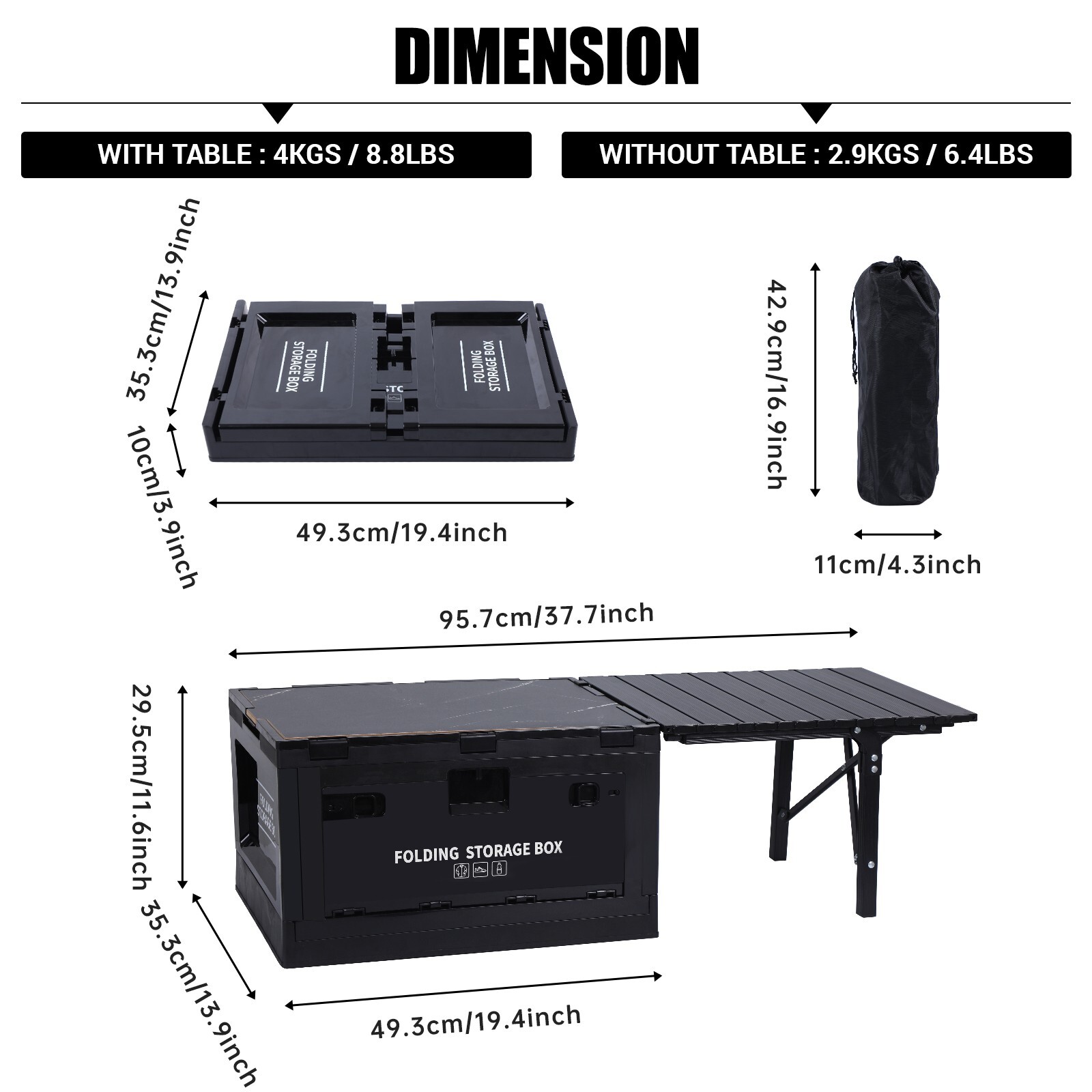 Storage Bin, Collapsible Boxes with Table Collapsible Storage Bins Folding Table