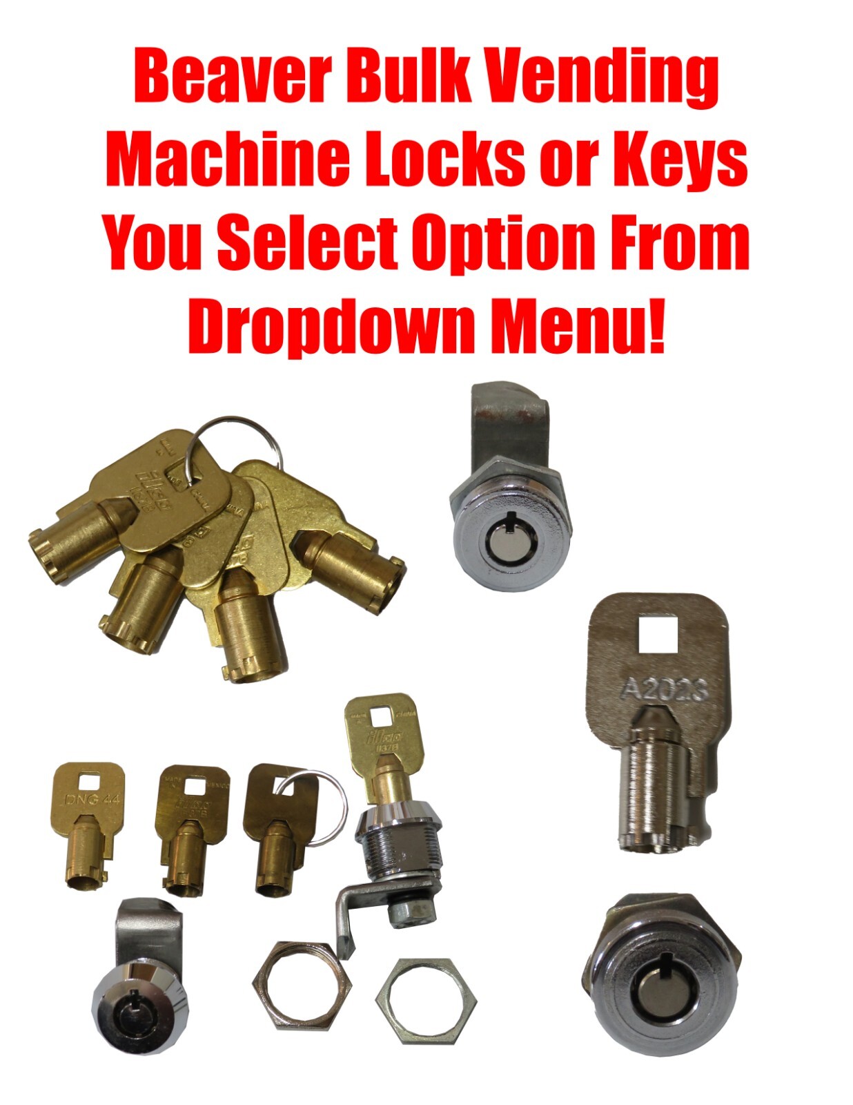 Beaver Bulk Vending Lock and Key - You Select Option From Dropdown Menu