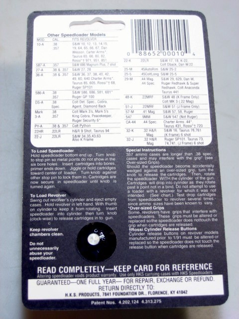 Lot of 2 - - HKS PY-A Speedloader for 38/357 COLT Python & Officers Model Match
