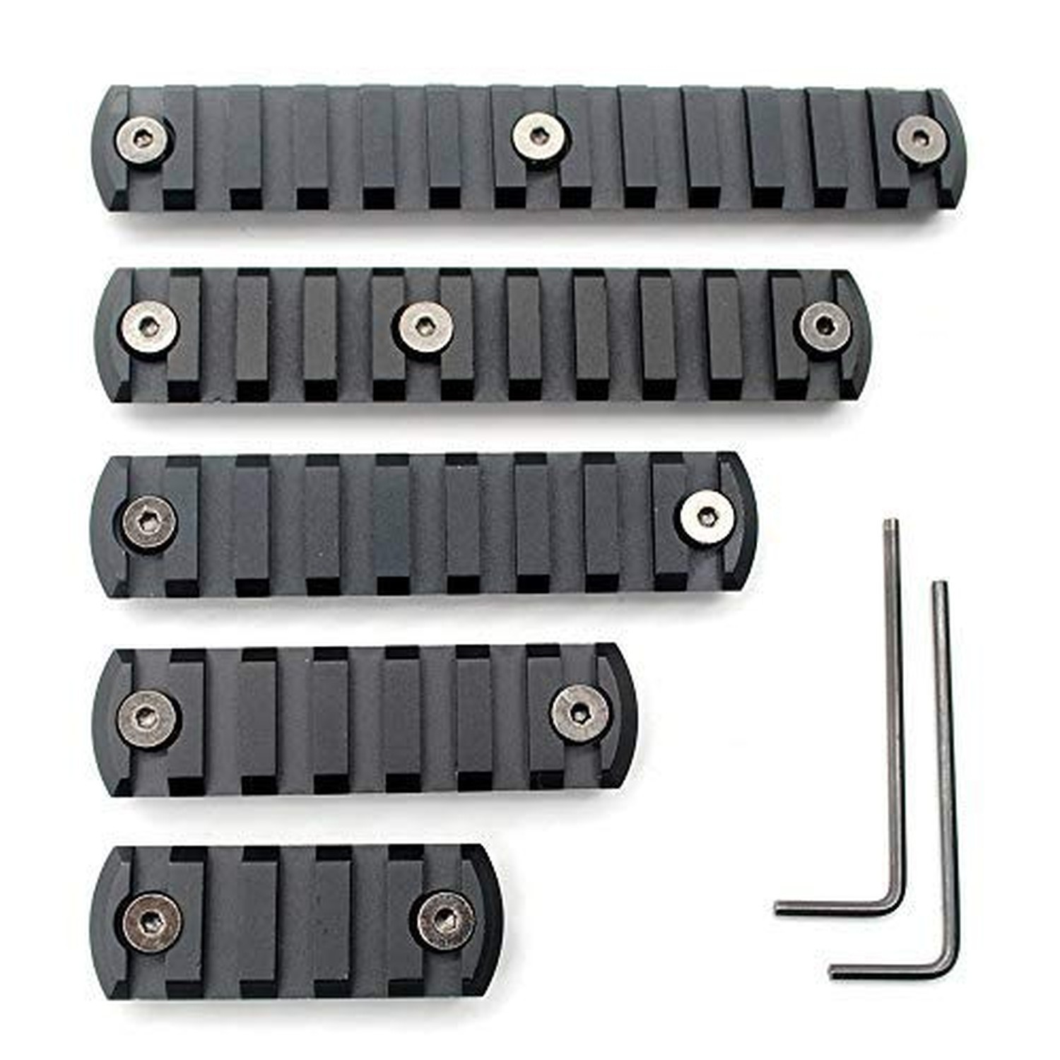 Trirock 5-Pack Black Keymod Picatinny Rail Sections kit fits Key mod handguar...
