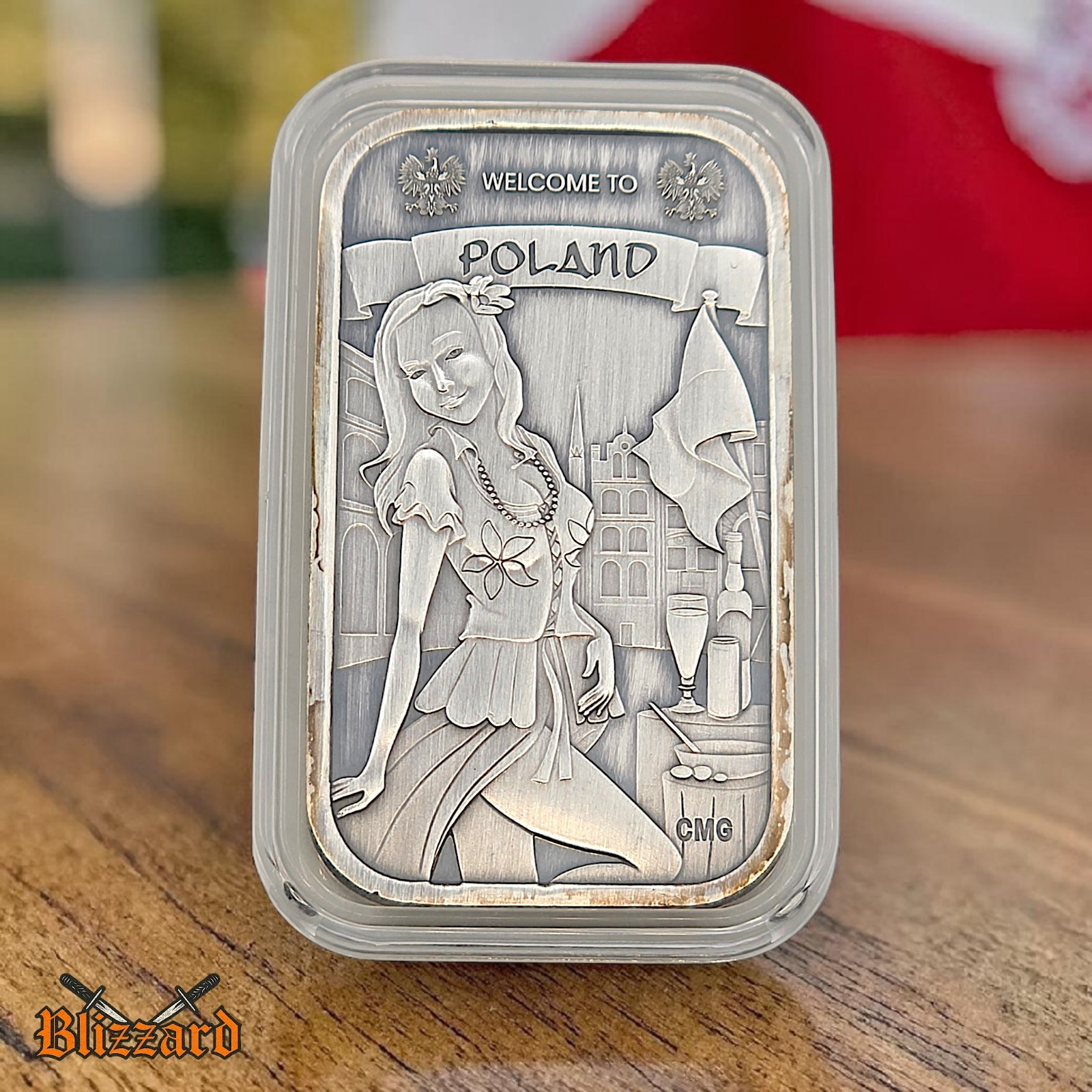 CMG Mint - Welcome to Poland Girls Series - 1 oz Antiqued .999 Fine Silver Bar