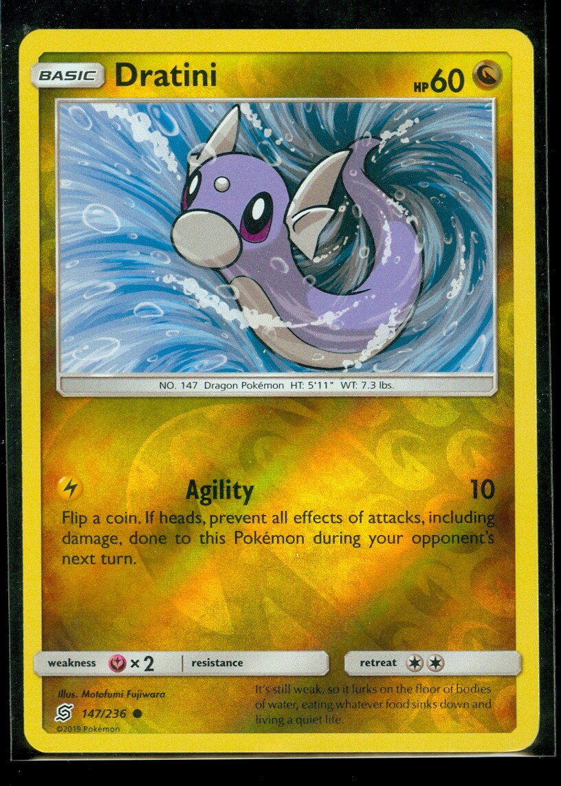Pokemon DRATINI 147/236 Unified Minds Rev Holo - MINT