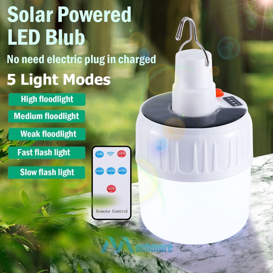 Solar LED Tent Lantern Light Rechargeable Camping Hiking Emergency Torch+Remote
