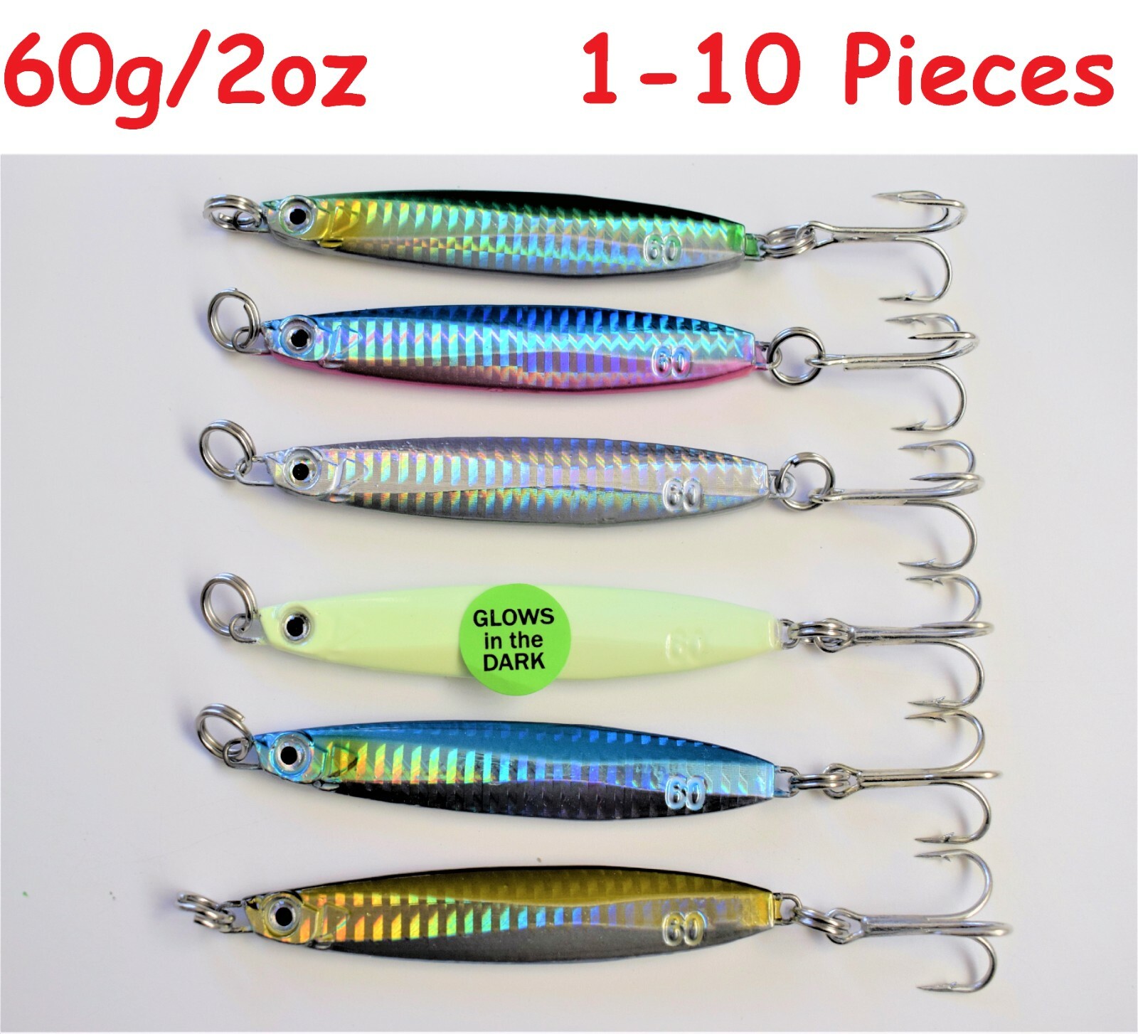 1-10 pcs Metal Jig Colt Sniper 60g Knife Vertical Jigs Choose Color & Pieces