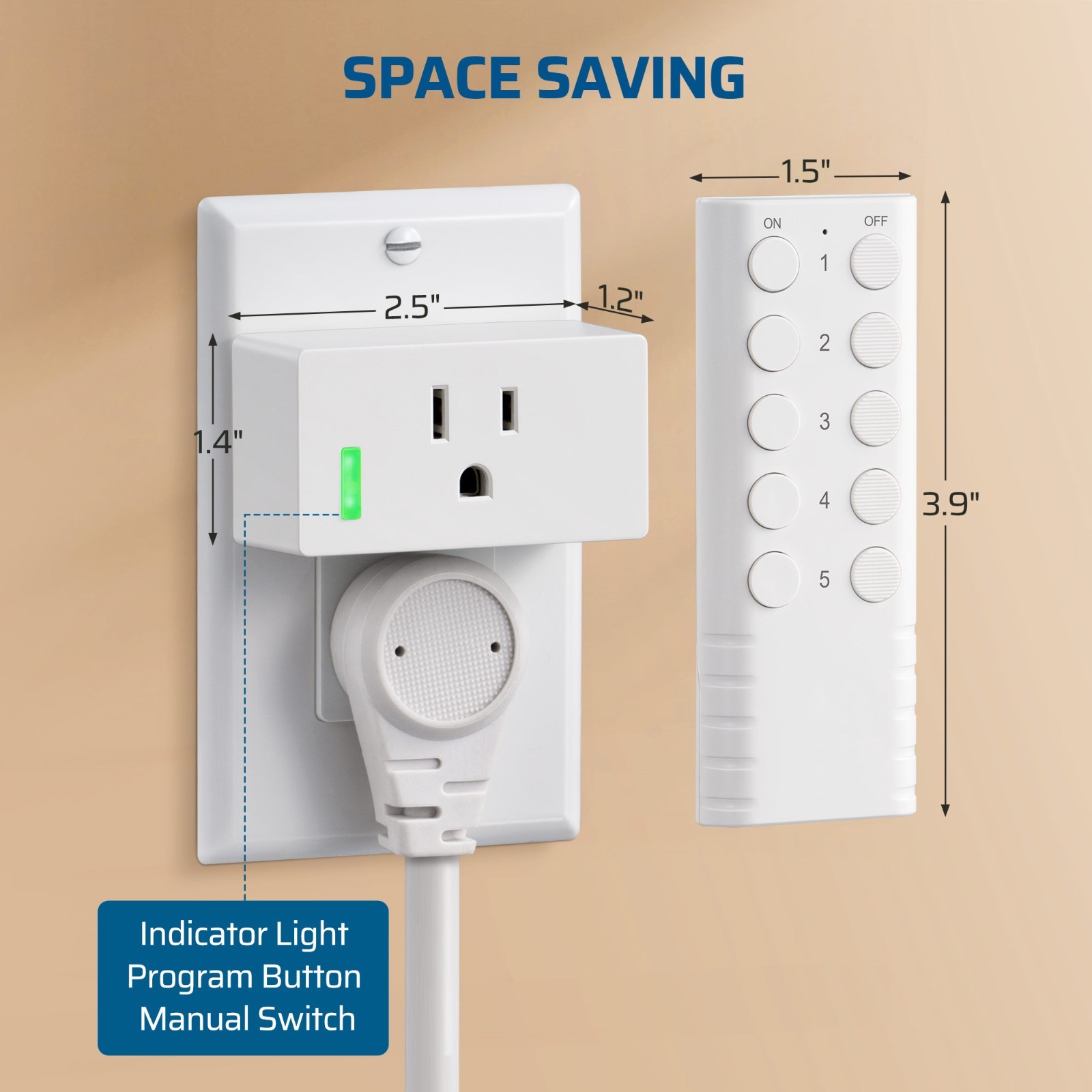 DEWENWILS No Interference Remote Outlet, 200FT, 5 Outlets 2 Remotes, Easy Setup