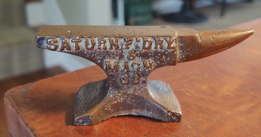 Saturn Foundry & Machine Co Wheeling WV Miniature Promo Bronze Blacksmith Anvil