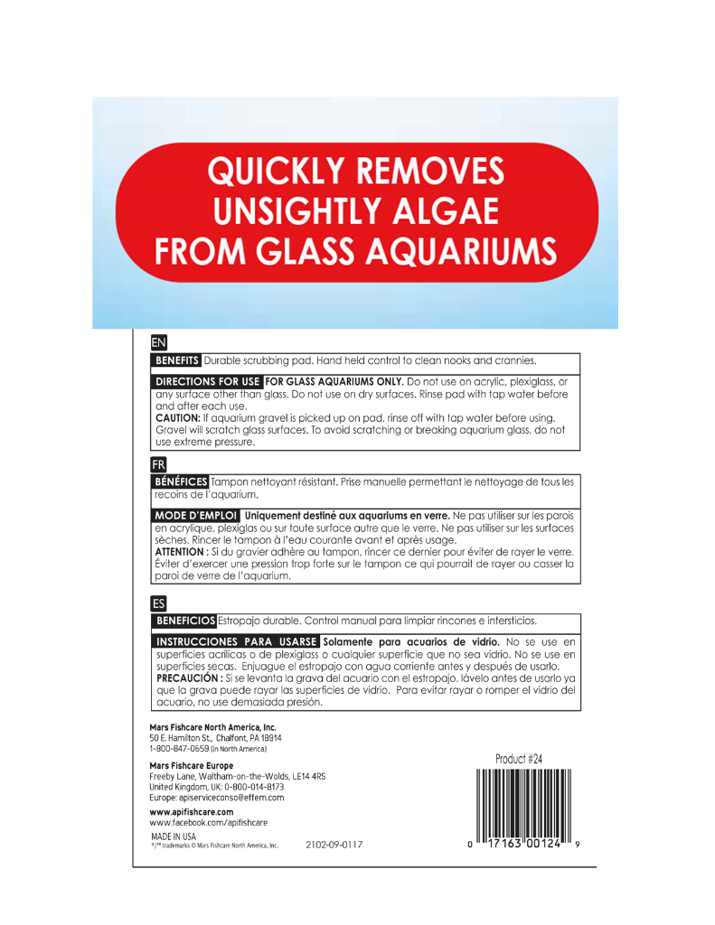 Hand Held Algae Scraper Pad for Glass/Hard Plastic Surfaces (3x3 in) 2 pack