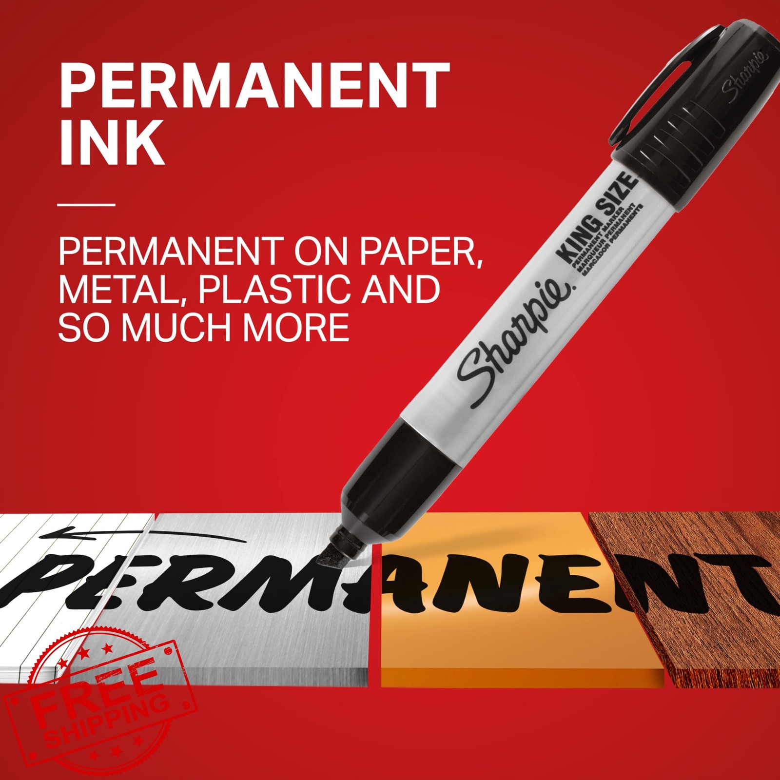 Sharpie King Size Permanent Markers, Chisel Tip Black, 12 Count