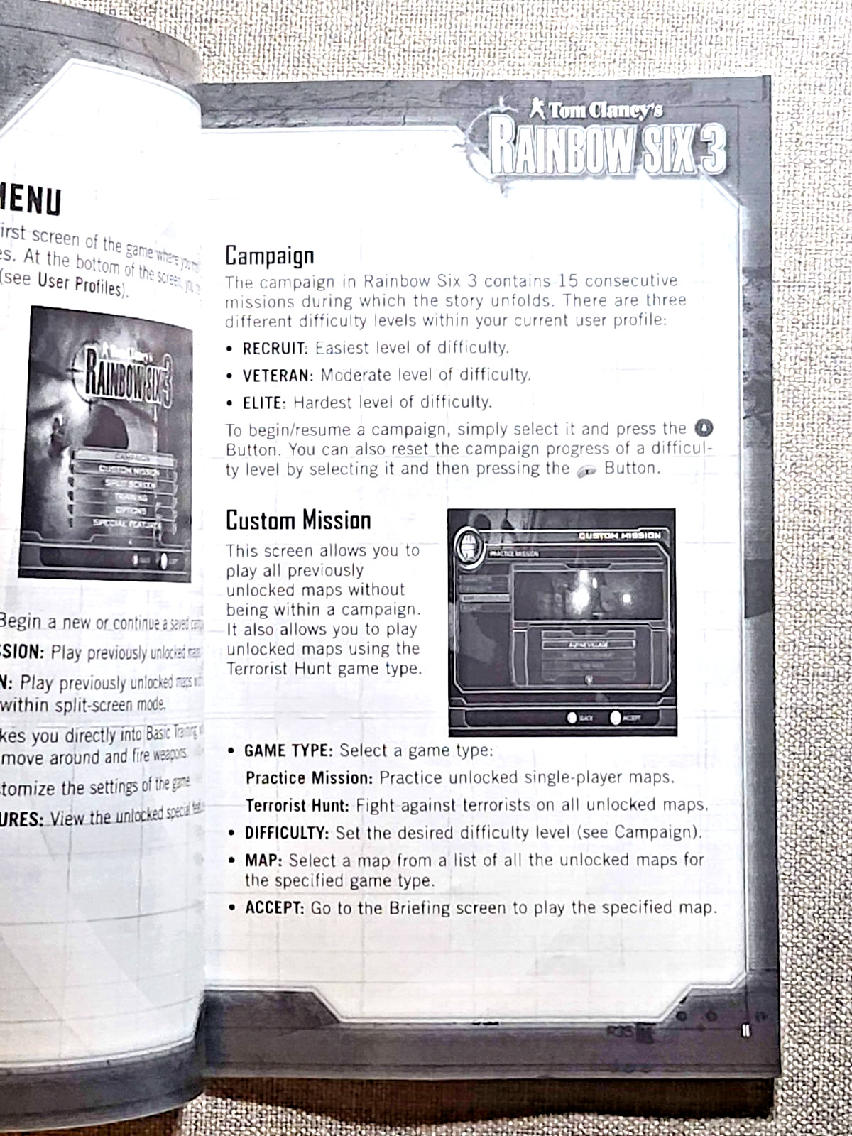 Tom Clancy's Rainbow Six 3 Instruction Manual Only - GameCube