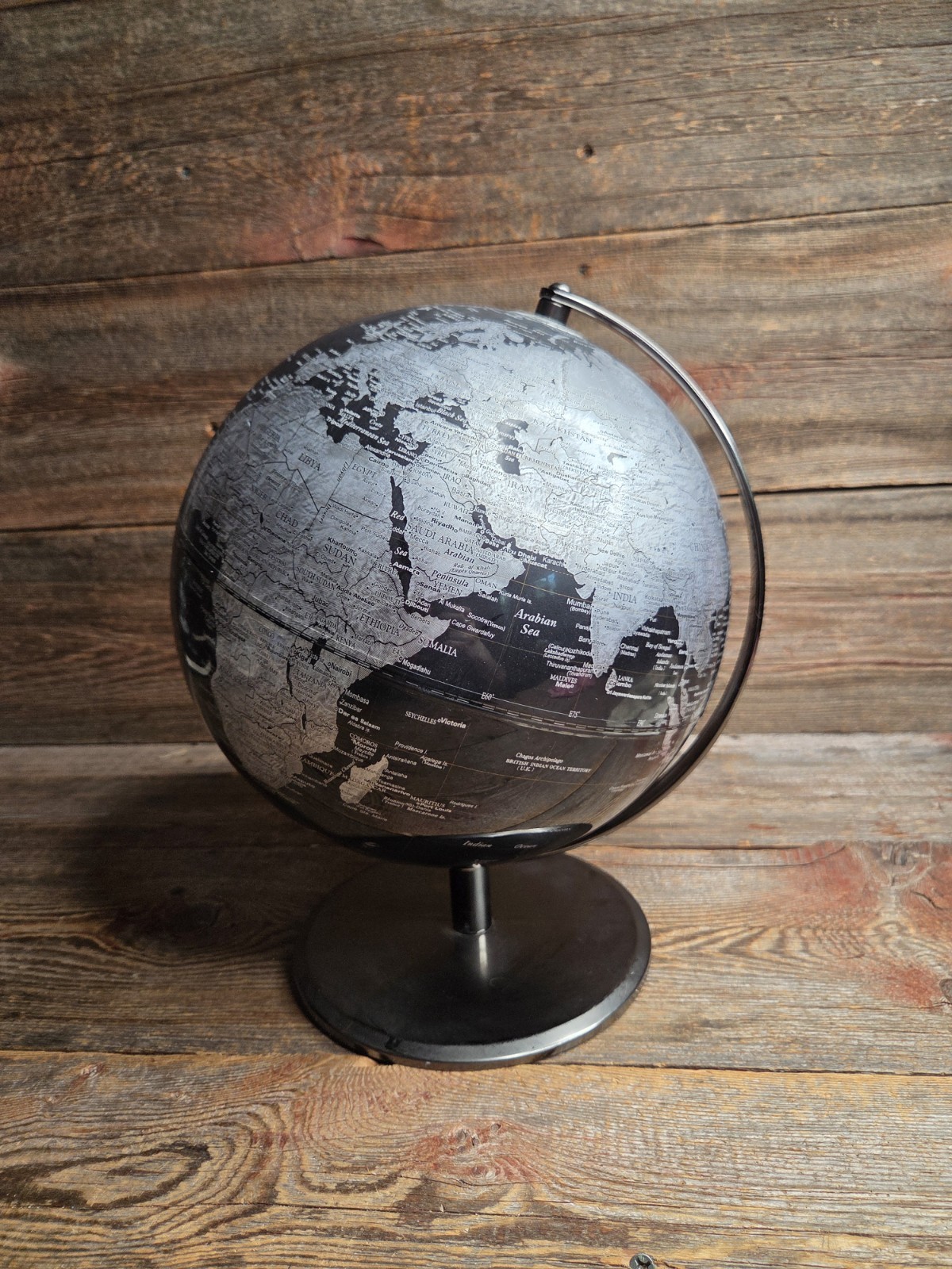 Black Metallic World Globe - 12 Inch Tabletop Globe