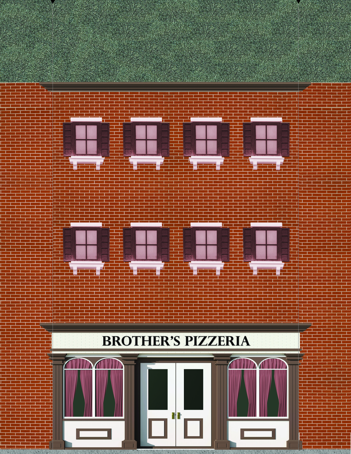 10 Strorefront Flat Buildings for Backgrounds for O Scale Train Layout
