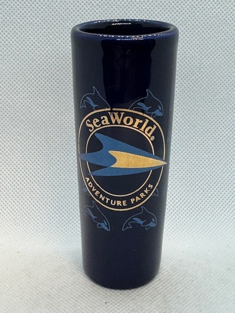 Sea World Tall Blue Ceramic Shot Glass