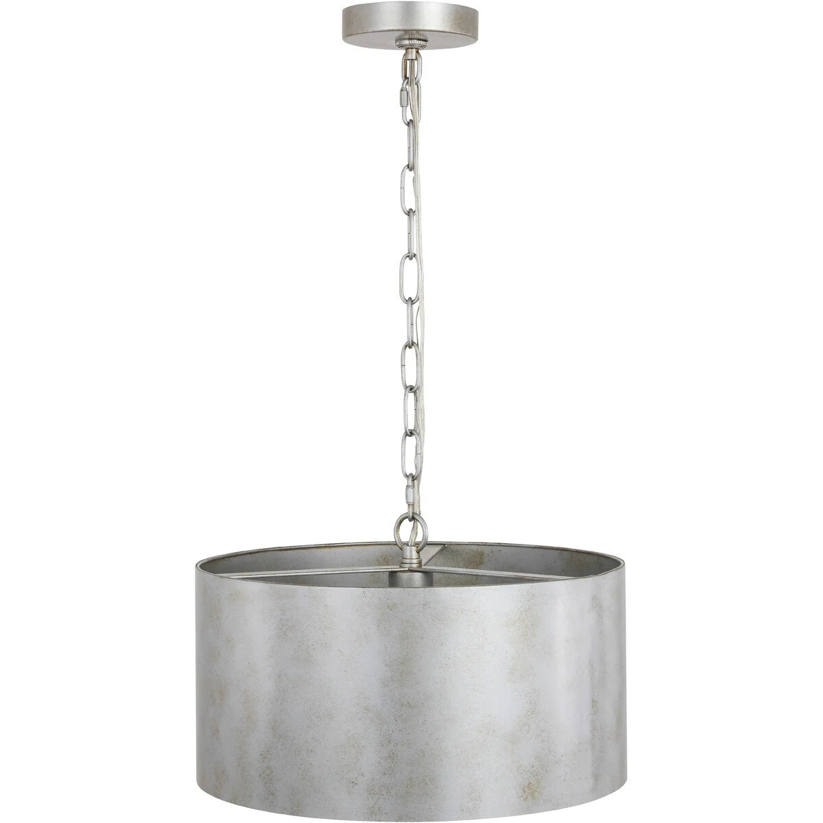 Elegant Lighting 15" Pendant Light Vintage Silver Metal Drum Shade Sconce