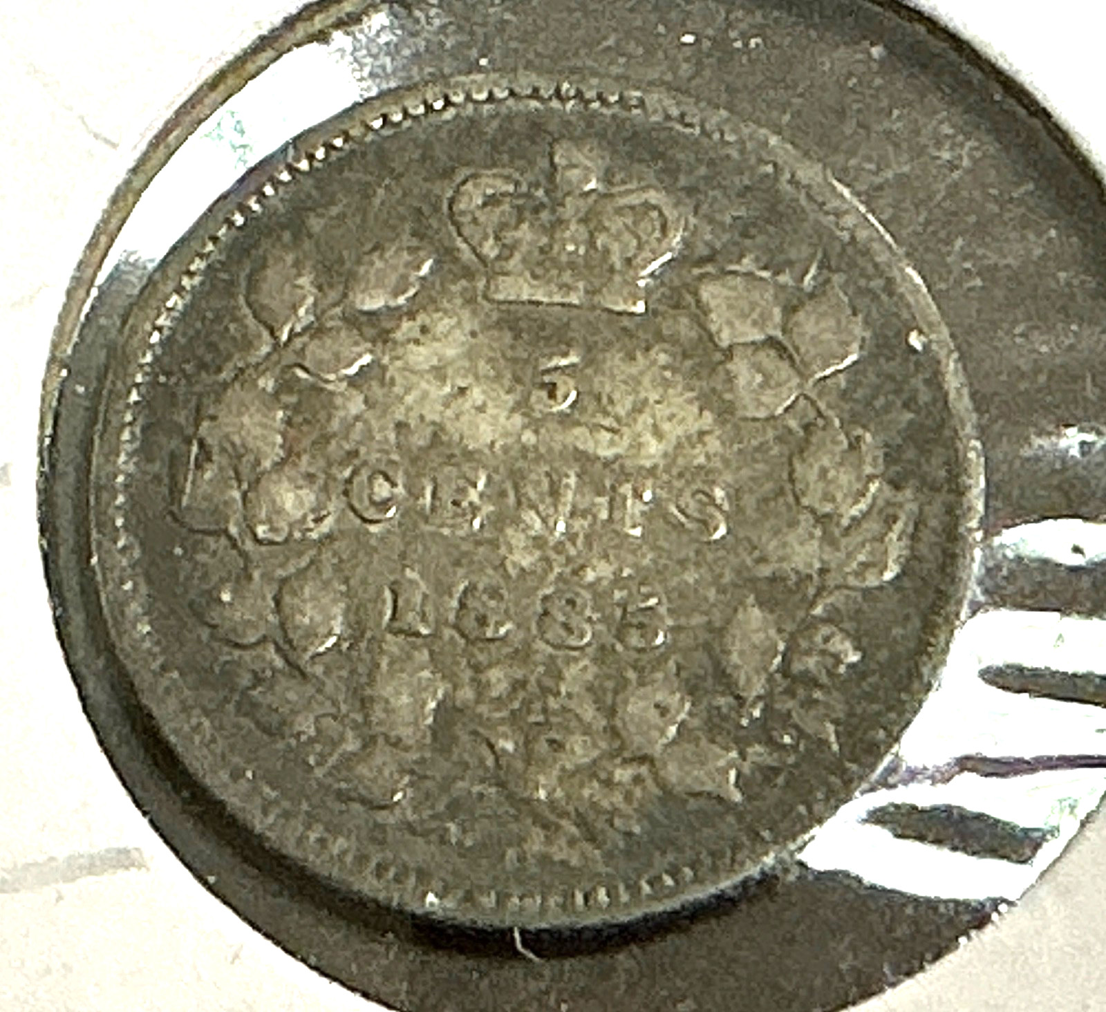 1885 Canada 5 Cent Silver, .925 Silver - VF.