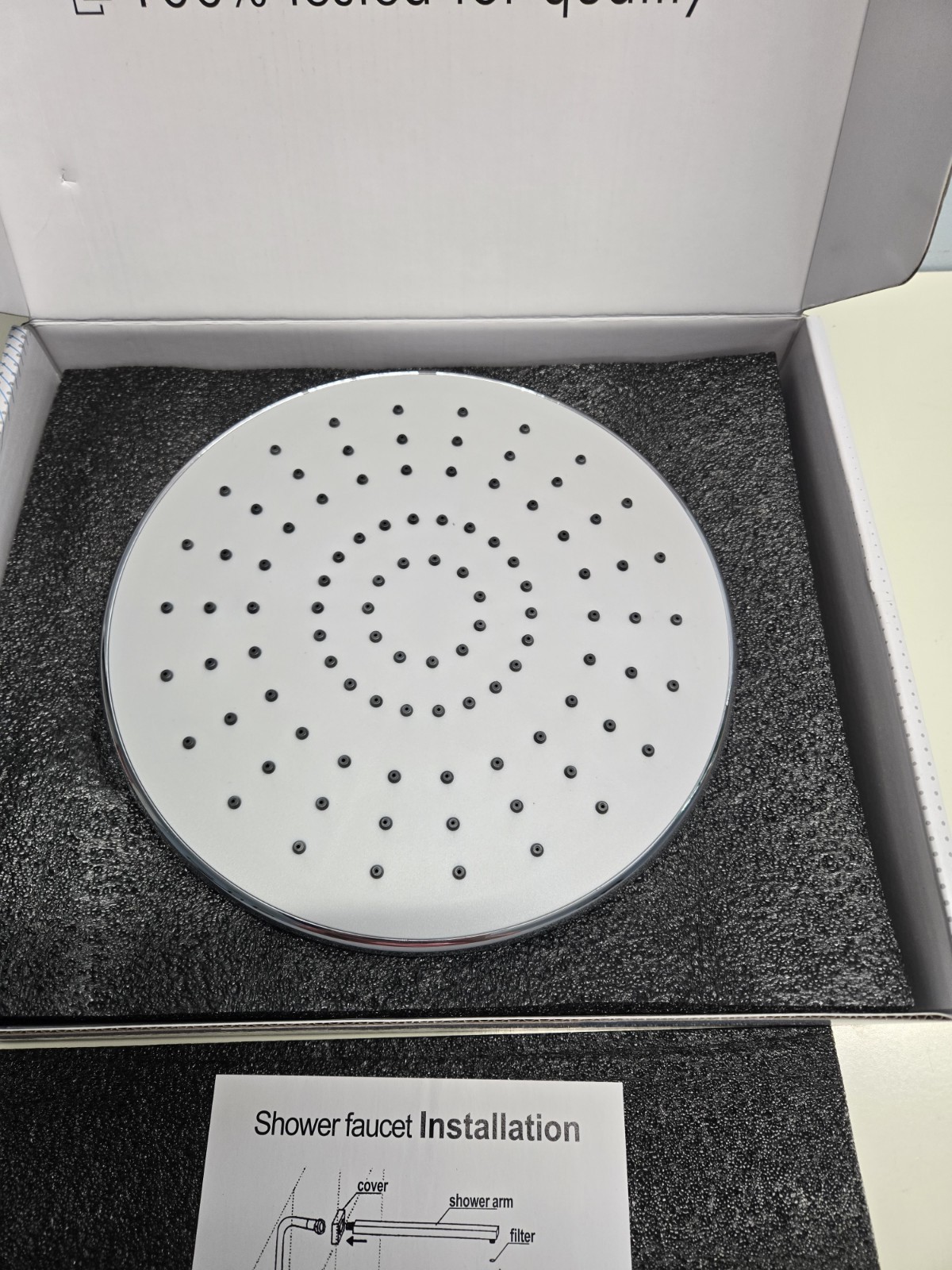 BWE Chrome Shower System 8.5" Round Rain Shower Head Open Box