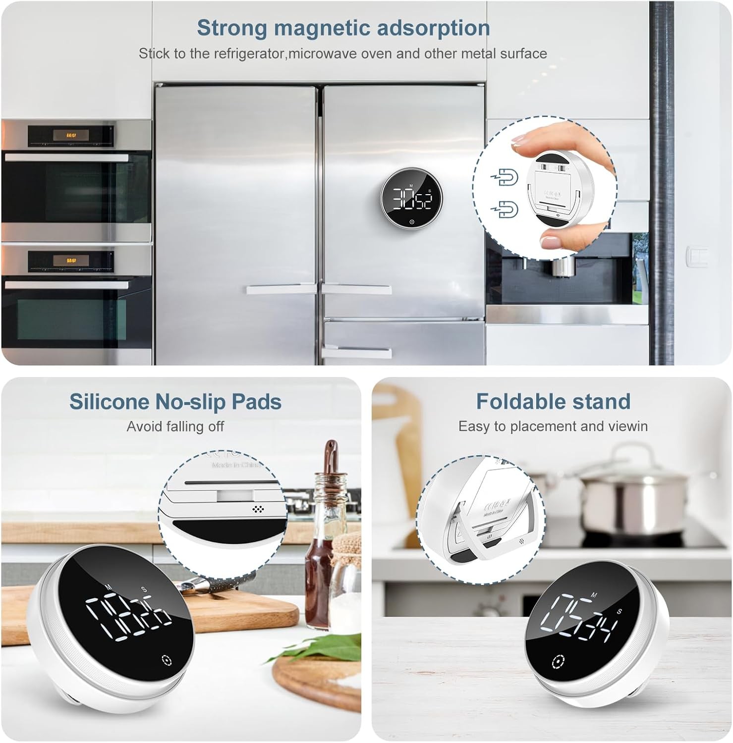 Digital Magnetic Timer LED Display Adjustable Volume Kitchen Office