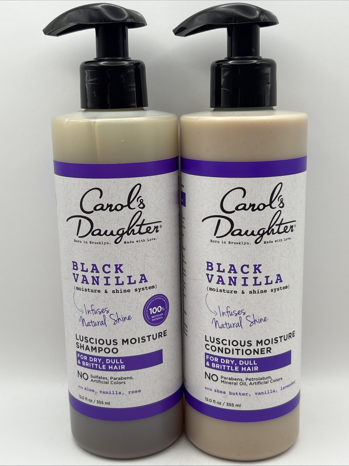 Carol's Daughter Black Vanilla Shampoo & Conditioner,Dry Brittle Hair, 12oz Each