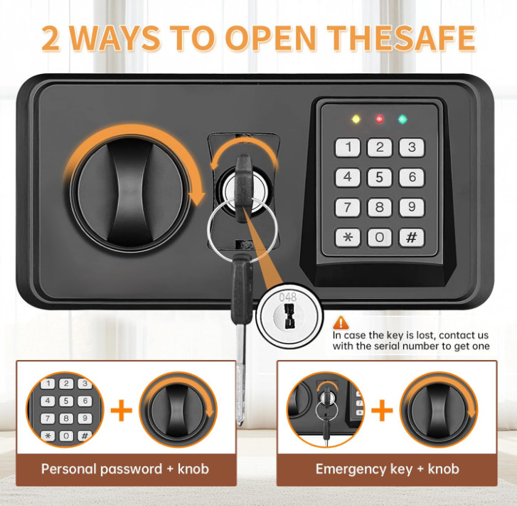 1.2 Cuft Fireproof Waterproof Home Safe Digital Keypad with Shelf