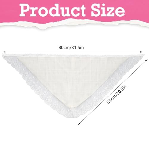 LLMSIX White Lace Head Scarf for Women, Boho Vintage Triangle Hair Bandana,