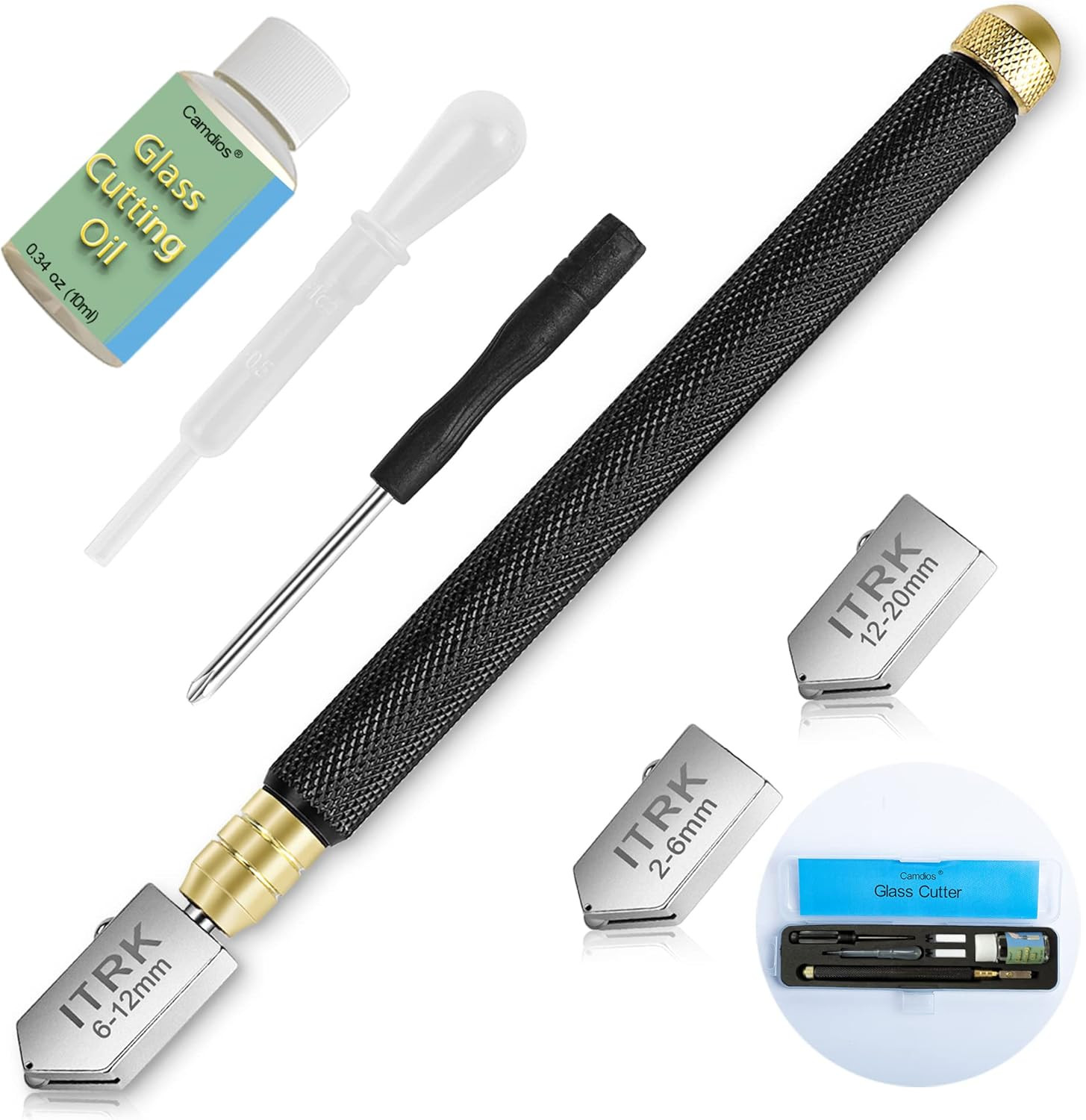 Glass Cutter 2Mm-20Mm with Pencil Style Oil Feed Carbide Tip for Mirrors/Tiles