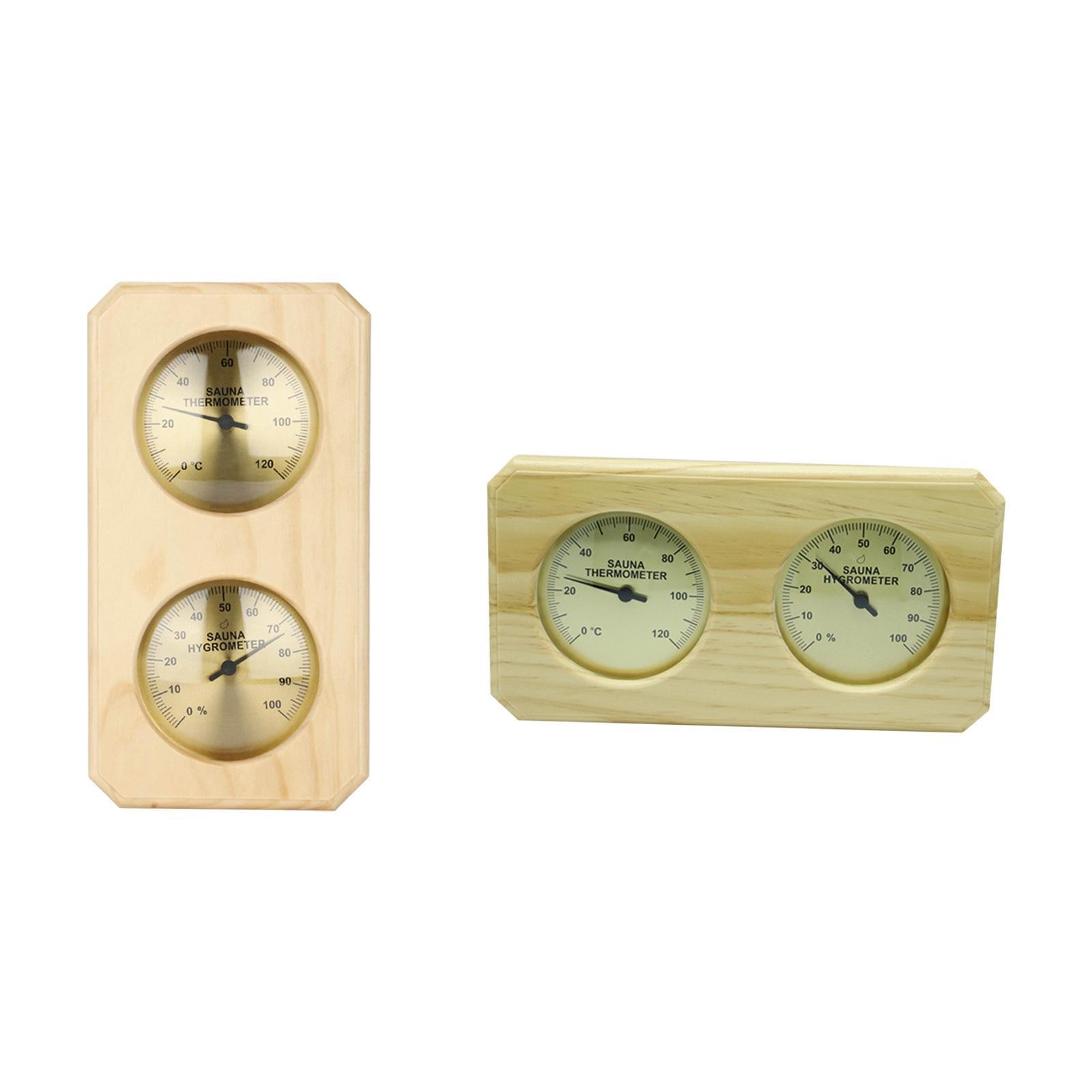 Wooden Thermometer Hygrometer, Sauna Hygrothermograph, Hanging Measuring Device,