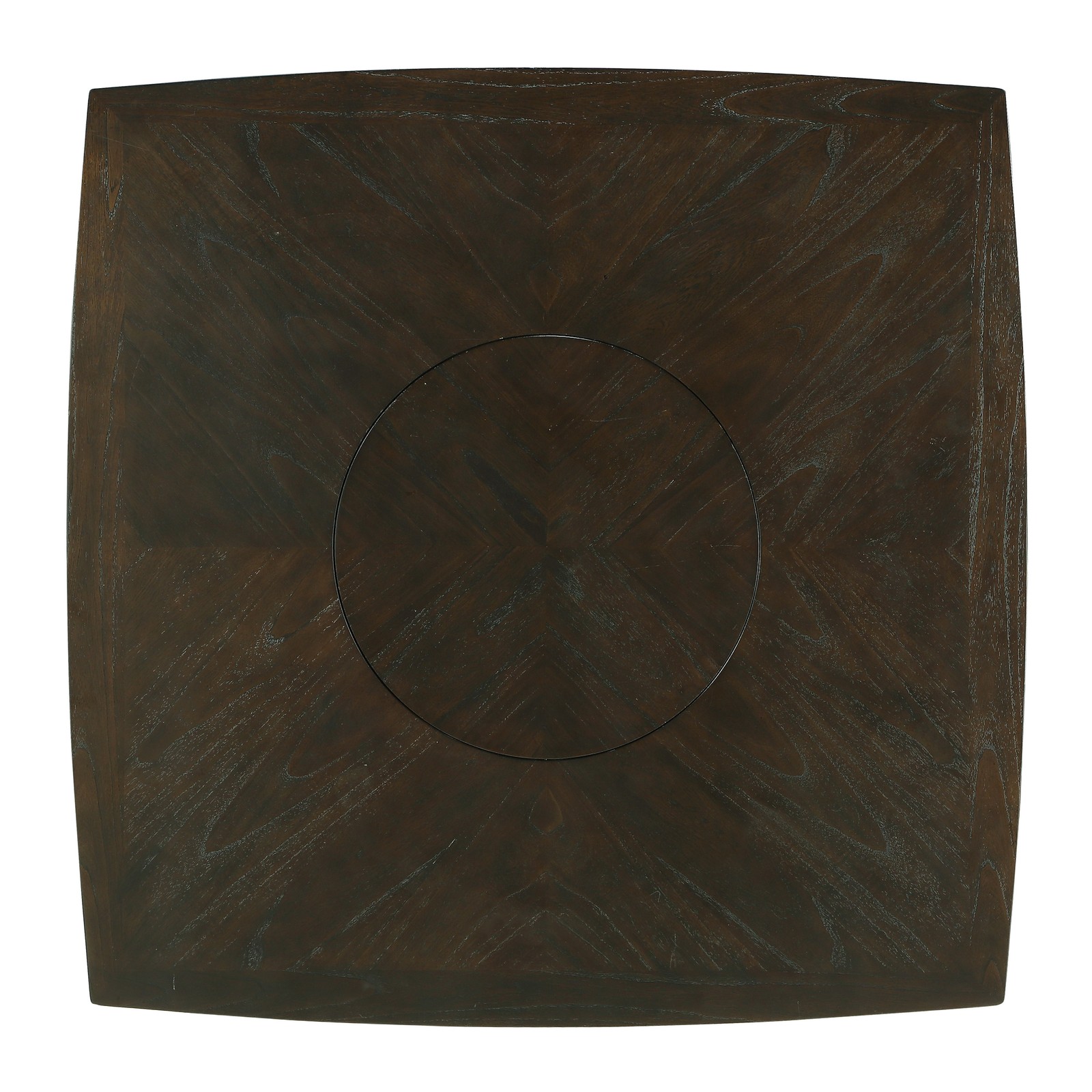 Dark Brown Finish Counter Height Table with Lazy Susan Lower Display Shelf and