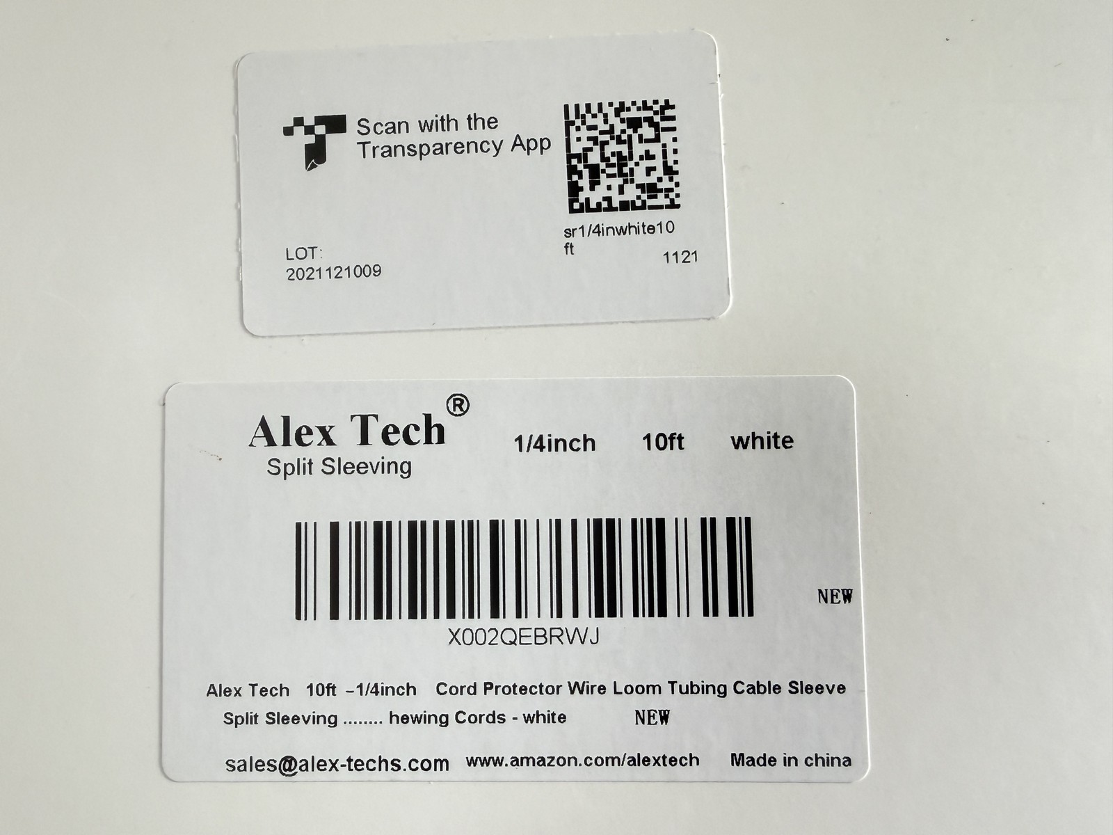 Alex Tech 1/4" White Split Braided Cable Sleeving 10ft Wire Loom Cord Protector