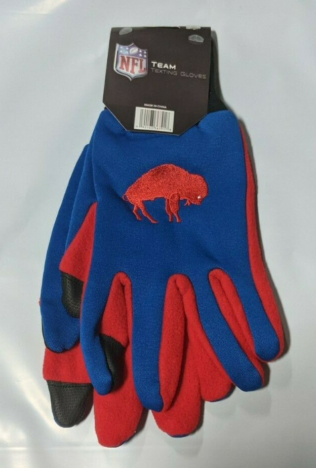 Buffalo Bills Gloves Sports Logo Utility Work Garden TEXTING FINGER TIP - RETRO