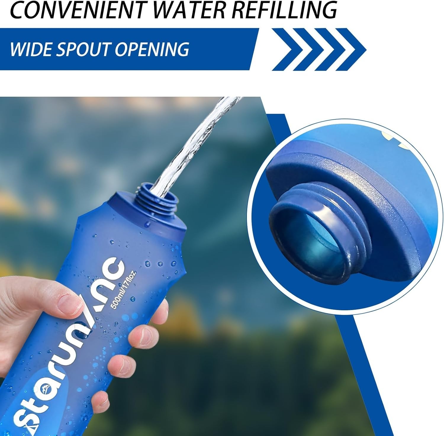 Durable Soft Flask Water Bottle with Dust Cover - Perfect for Active Lifestyles