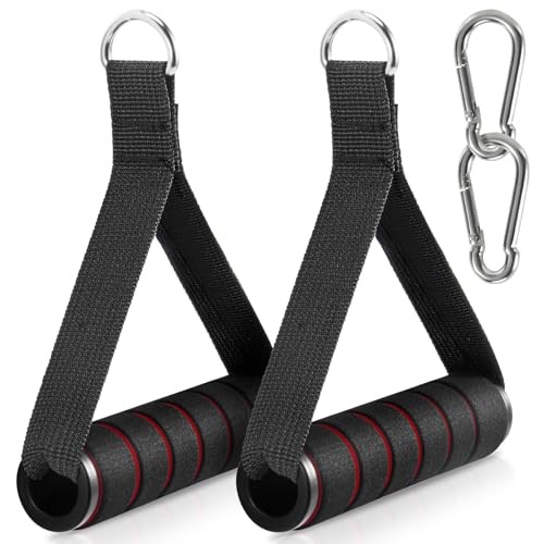 2 Pack Upgraded Exercise Handles, Gym Handle Equipment for Cable Black-Red