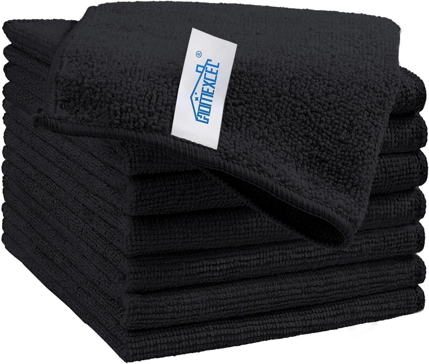 Black Microfiber Cleaning Cloth 8 Pack Cleaning Towels Kitchen Lint Free