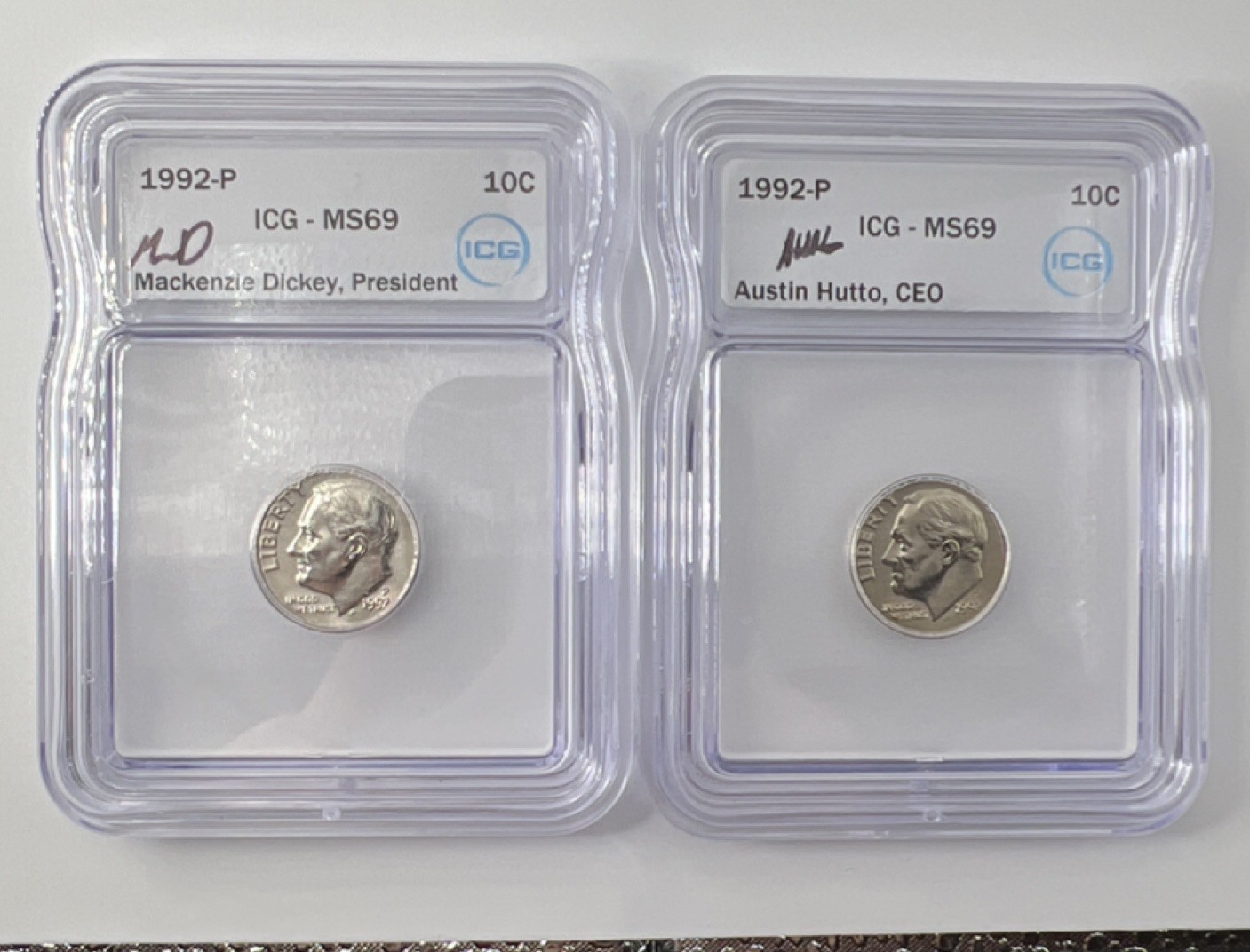 1992-P Roosevelt Dime ICG MS69 Uncirculated Lot of 2 Philadelphia