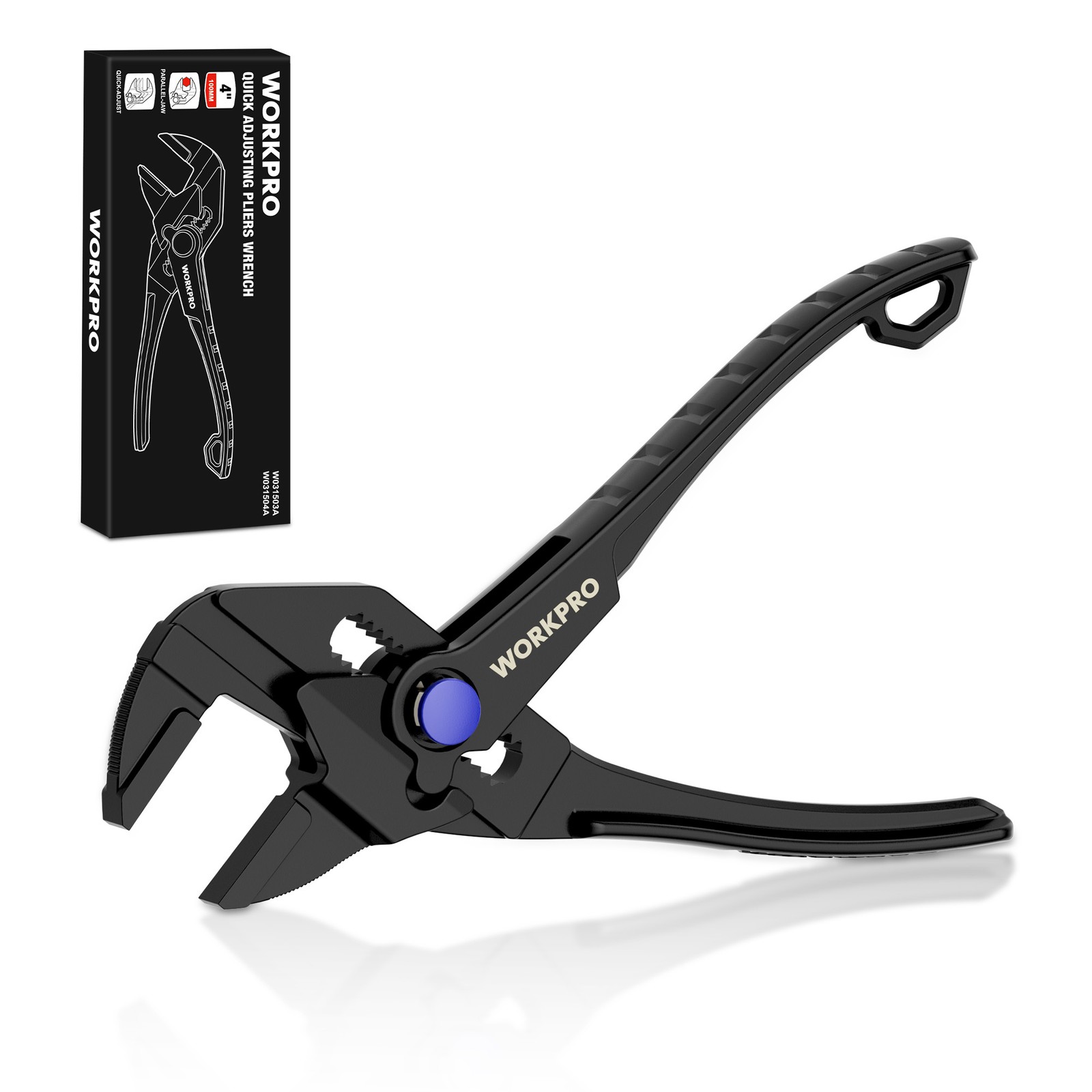 WORKPRO Mini Pliers Wrench 4'' Adjustable Wrench Pliers w/ Smooth Parallel Jaws