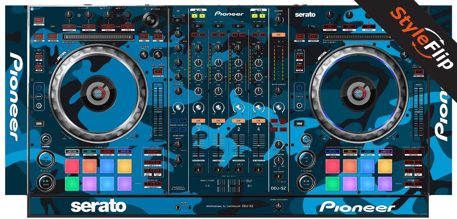 Pioneer DDJ-SZ Skin | Blue Camo |  Protective Decal | StyleFlip Skins
