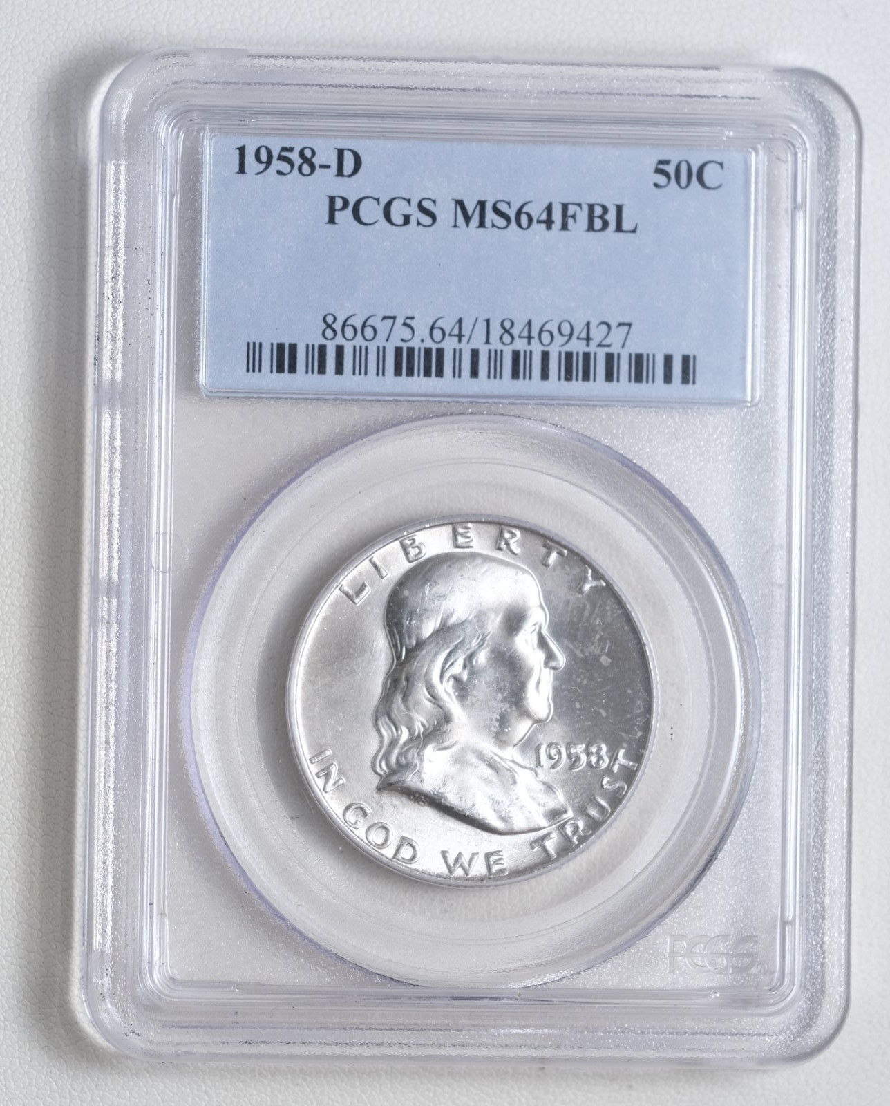 1958-D Franklin Half Dollar PCGS MS64FBL "427"