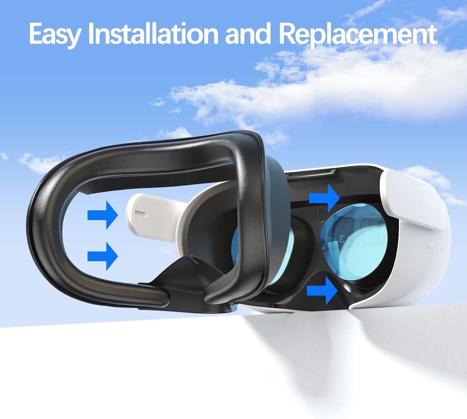 Face Cushion Pad for Meta Quest 2VR Facial Interface Replacement PU Leather Foam