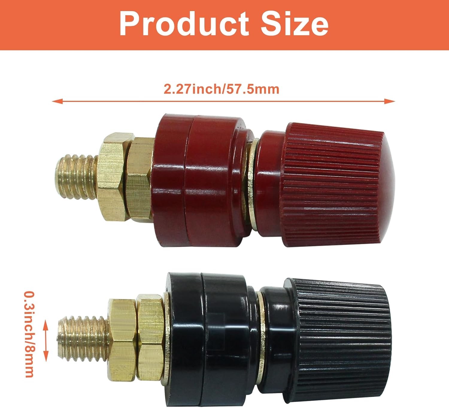 Remote battery terminal studs kit with red and black posts for power connection
