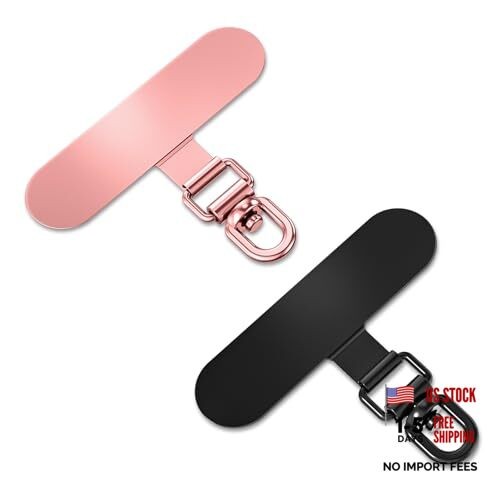 360° Rotating Phone Tether Tab & Lanyard Connector, 44lbs Rose Gold+black