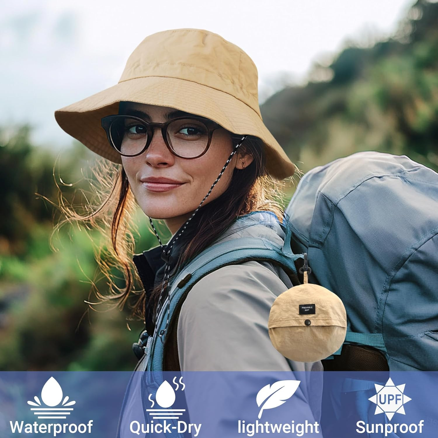 Waterproof Quick Dry Bucket Hats for Woman Men Packable Foldable Rain Sun Hat Li