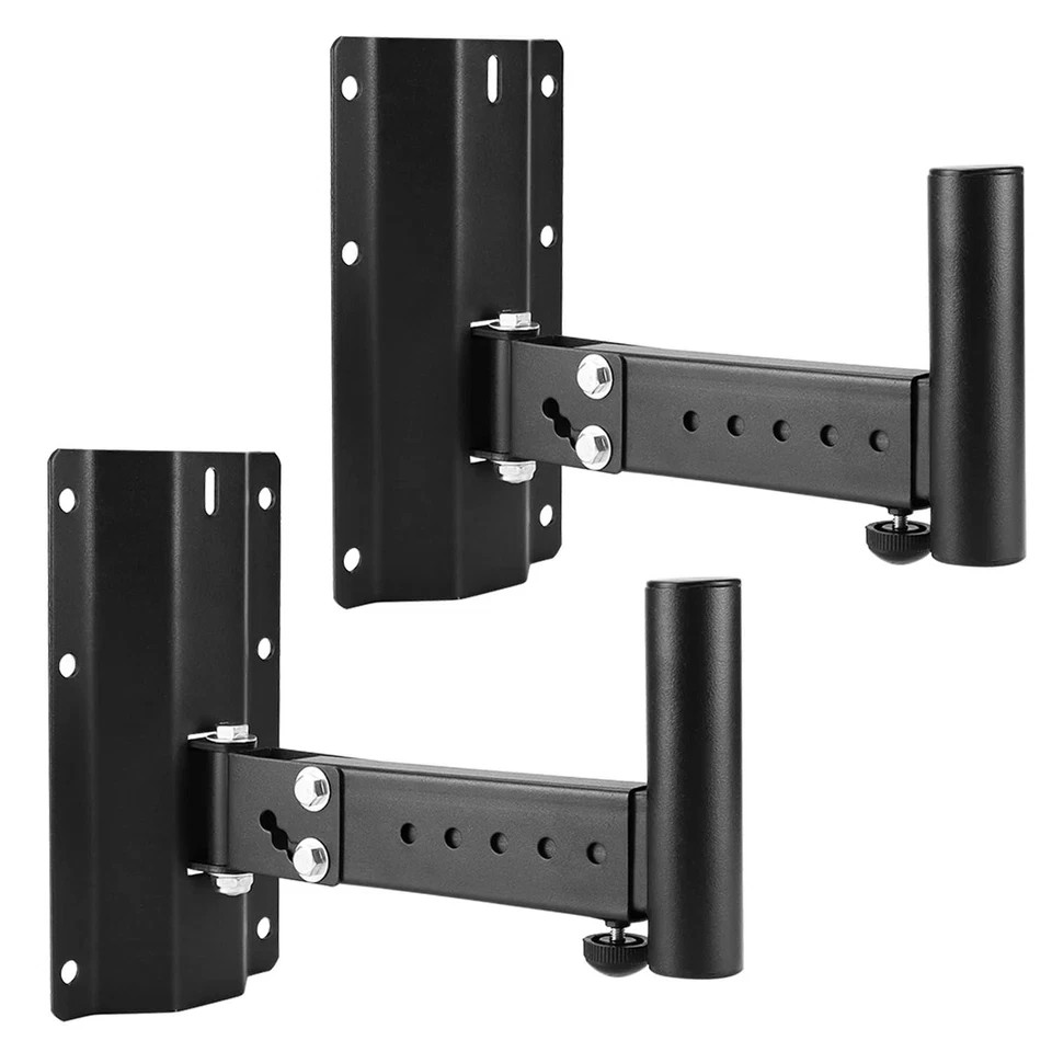Heavy-Duty Speaker Brackets 2-Pack - Adjustable Wall Mount for DJ & PA Speakers