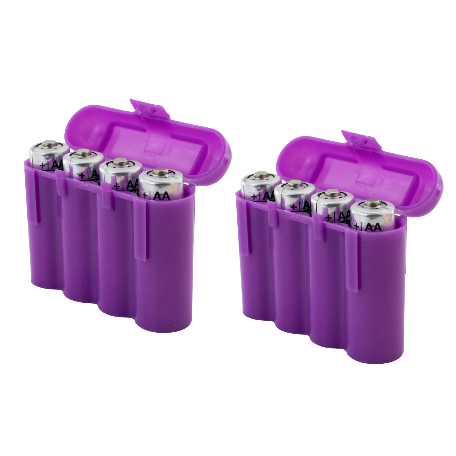 Two (2) EBC Battery AA AAA Purple Plastic Battery Storage Case Holder Box