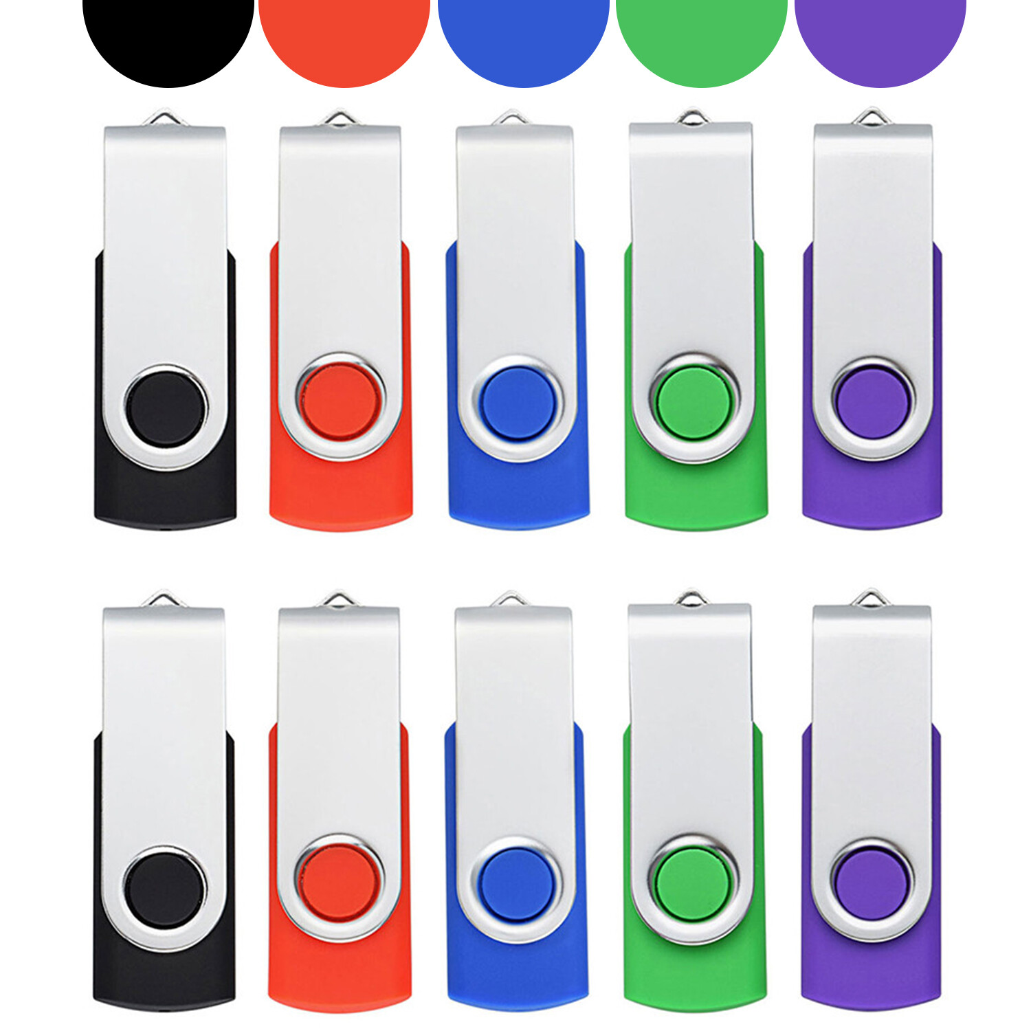 Kootion USB 2.0 128GB 10PCS Metal Swivel Style Flash Drive USB Memory Multicolor
