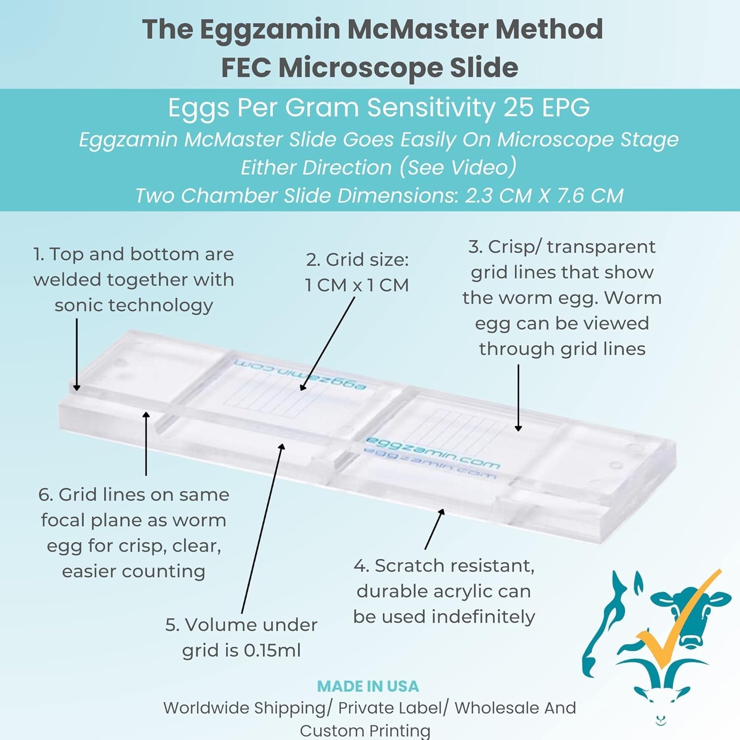 Led Light Microscope Slide for Reliable Fecal Egg Counts in Veterinary Use