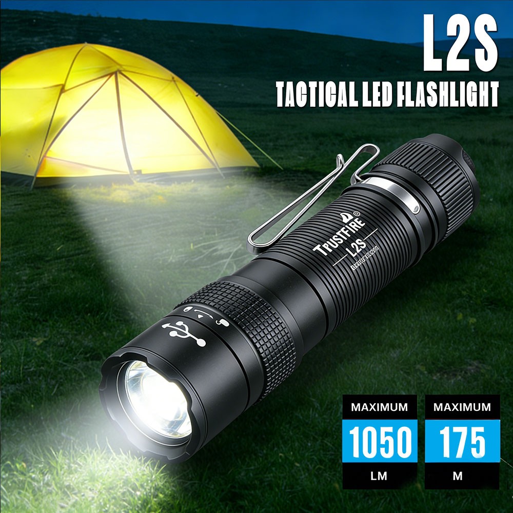 Trustfire L2S 1050Lumen W Type-C LED Flashlight Waterproof Tactical Torch  W