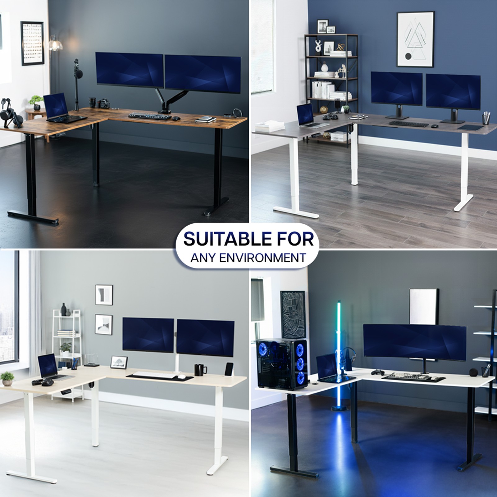 VIVO White Small Electric Single Motor Corner Desk Frame