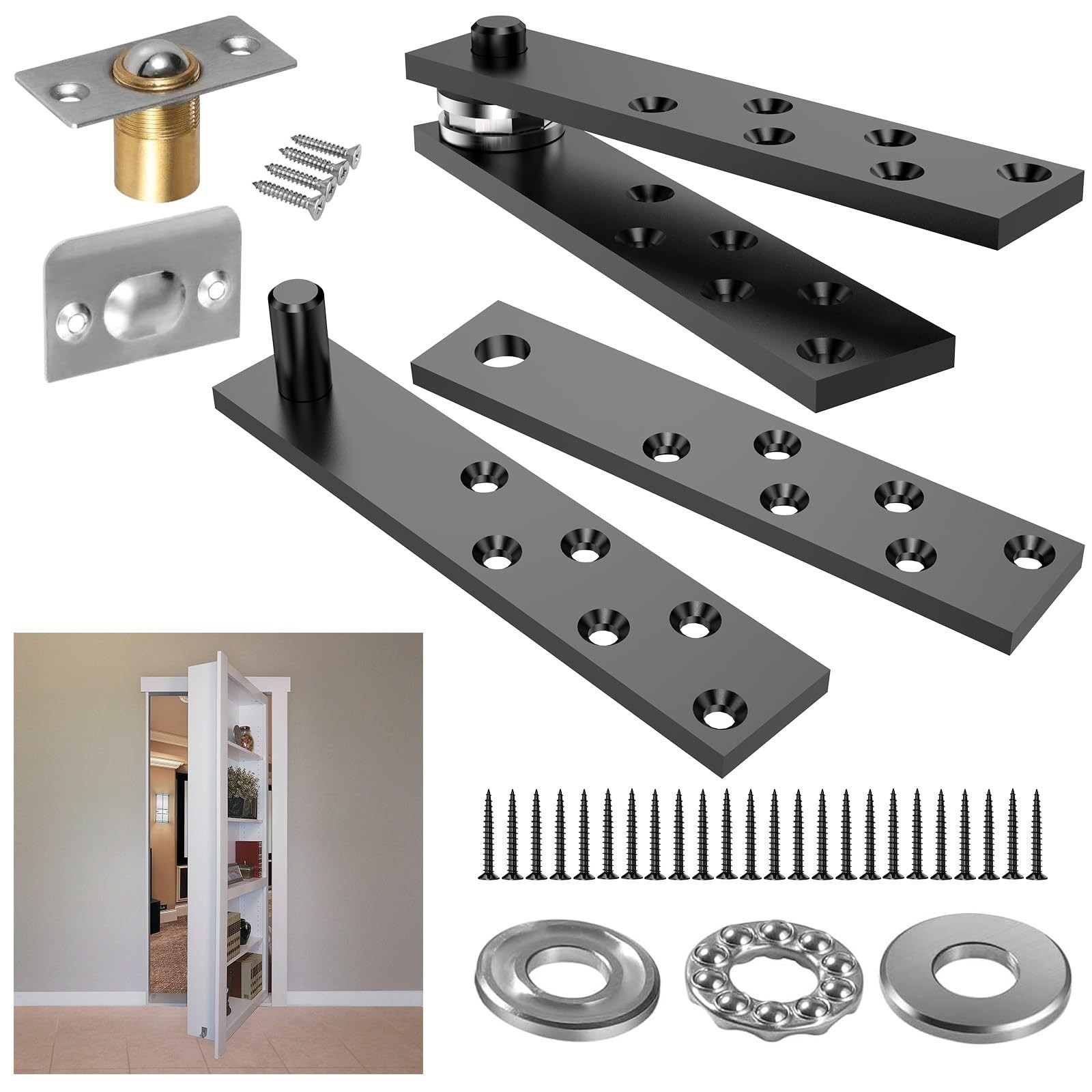Hidden Door Hinge Pivot Hardware 360 Degree Rotation Murphy Bookcase Heavy Duty