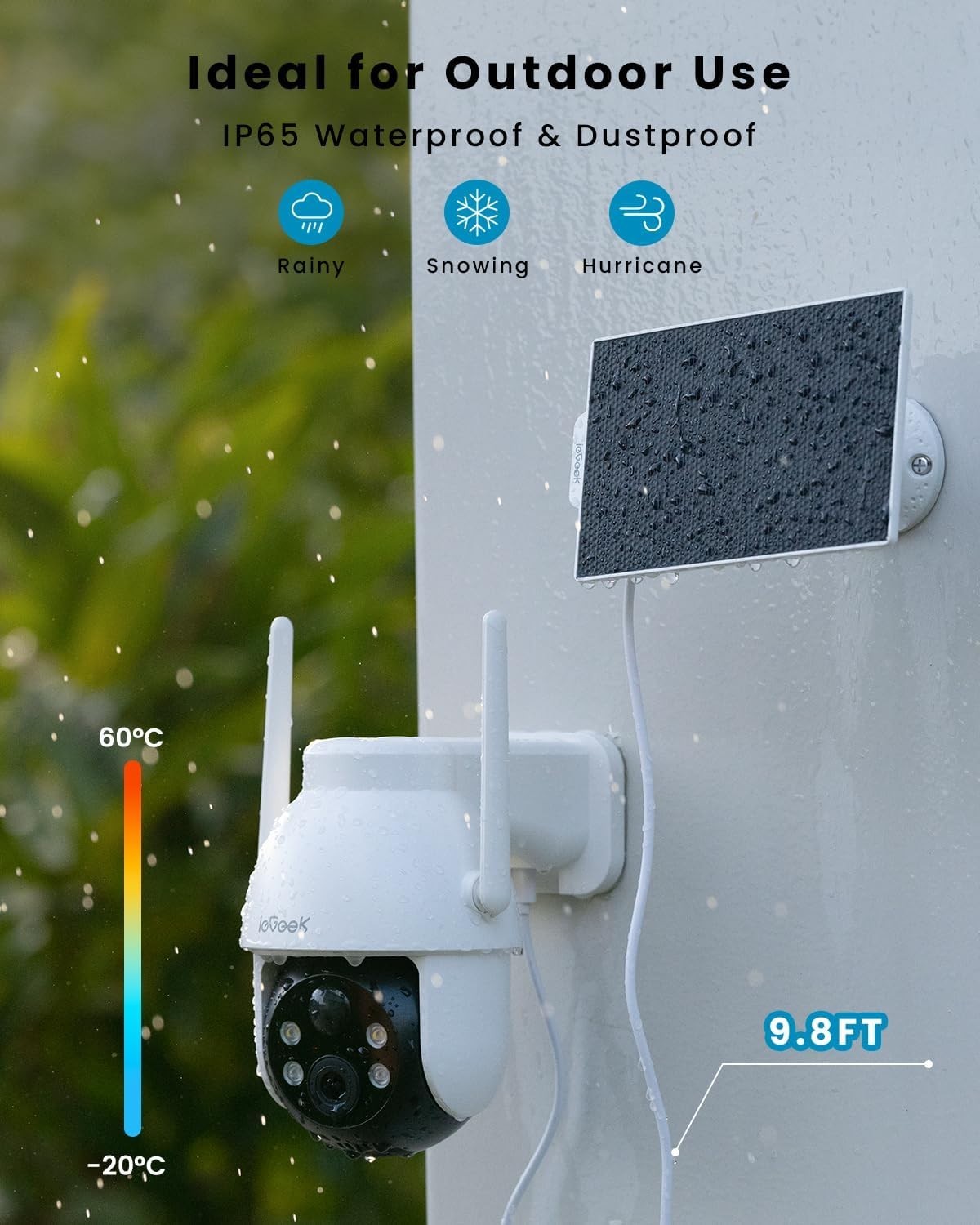 2PCS ieGeek Outdoor Solar Security Camera 360° Wireless Home WiFi Battery CCTV