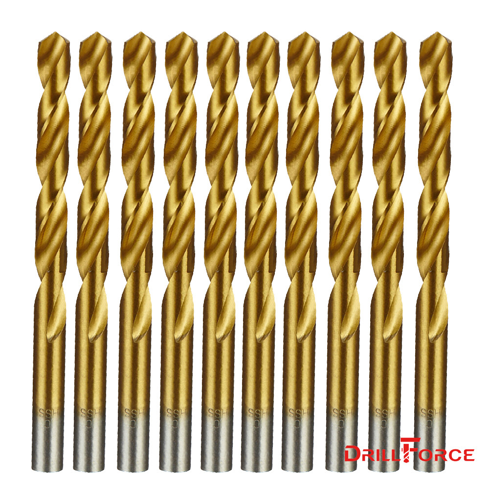 10PCS 15/64" Drill Bit Set HSS Titanium Jobber Length Twist Metal Drill Bit Tool